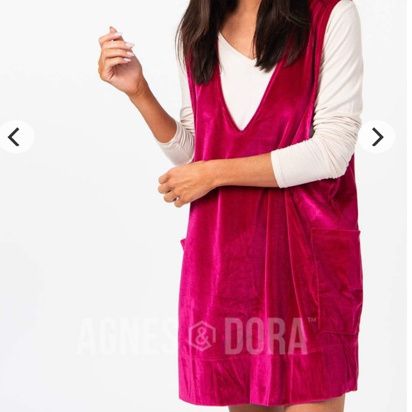 Agnes & Dora Velvet Limitless Jumper Dress Berry NWT Large - Picture 3 of 8